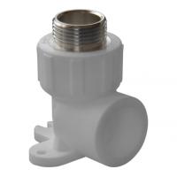 Угольник комбинированный PPRC d25х3/4" НР (с креплением) белый Политэк