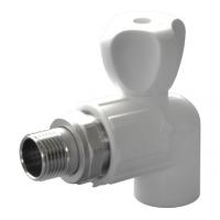 Кран радиаторный угловой PPRC d20х1/2" НР белый Политэк