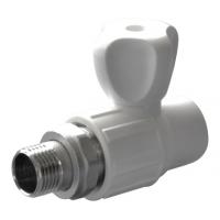 Кран радиаторный прямой PPRC d20х1/2" НР белый Политэк