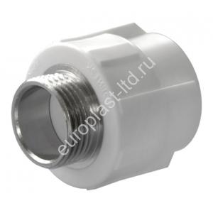 Муфта комбинированная PPRC d32х1" НР белая Политэк - Изображение 1