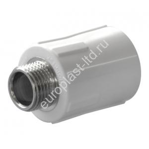 Муфта комбинированная PPRC d25х1/2" НР белая Политэк - Изображение 1