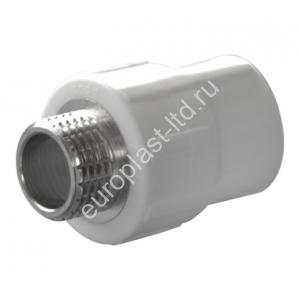 Муфта комбинированная PPRC d20х1/2" НР белая Политэк - Изображение 1