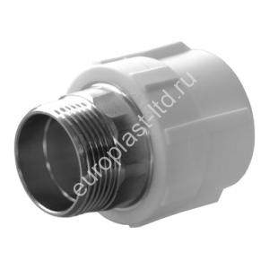Муфта комбинированная PPRC d40х1 1/4" НР (под ключ) белая Политэк - Изображение 1