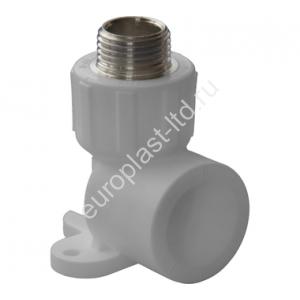 Угольник комбинированный PPRC d25х1/2" НР (с креплением) белый Политэк - Изображение 1