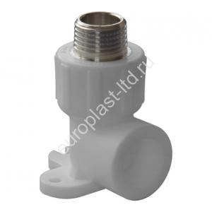 Угольник комбинированный PPRC d20х1/2" НР (с креплением) белый Политэк - Изображение 1