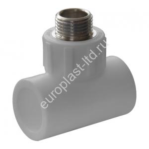 Тройник комбинированный PPRC d25х1/2" НР белый Политэк - Изображение 1