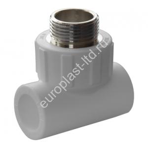 Тройник комбинированный PPRC d20х3/4" НР белый Политэк - Изображение 1