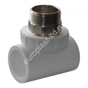 Тройник комбинированный PPRC d40х1 1/4" НР белый Политэк - Изображение 1
