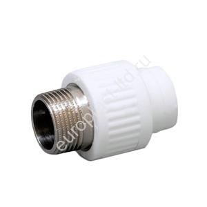 Муфта комбинированная PPRC d32х1" НР белая Fusitek - Изображение 1