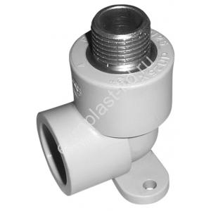 Угольник комбинированный PPRC d25х1/2" НР (с креплением) белый FORA by TEBO - Изображение 1