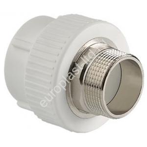 Муфта комбинированная PPRC d50х1 1/2" НР (под ключ) белая TEBO - Изображение 1