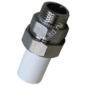 Муфта разъемная PPRC d50х1 1/2" НР штуцер (евроконус) белая TEBO - Изображение 1
