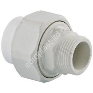 Муфта пластиковая разъемная PPRC d25х3/4" НР белая TEBO - Изображение 1