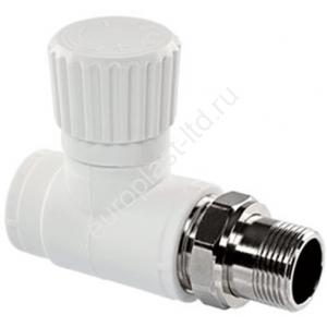 Вентиль прямой для радиатора PPRC d25х3/4" НР белый TEBO - Изображение 1