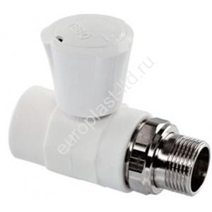 Кран шаровой прямой для радиатора PPRC d20х1/2" НР белый TEBO - Изображение 1